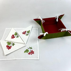 Set of 4 Embroidered linen clothnapkins, Cloth dinner napkin, Flower napkin set, Fine table linens, Housewarming gift, Linen napkins bild 7