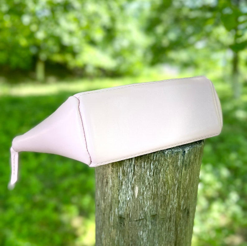 Handmade blush pink leather cosmetic bag