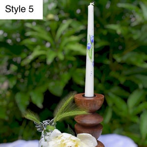 Hand painted taper candles, 22 cm dinner candles with bees, carrots, lemons, blueberries, avocados & nests, Spring decor, 2 cm base