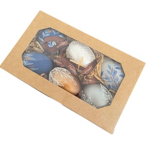 Hand painted decorative eggs set, Blue botanical Easter decor, Handmade spring table accent, Artisan holiday home decoration