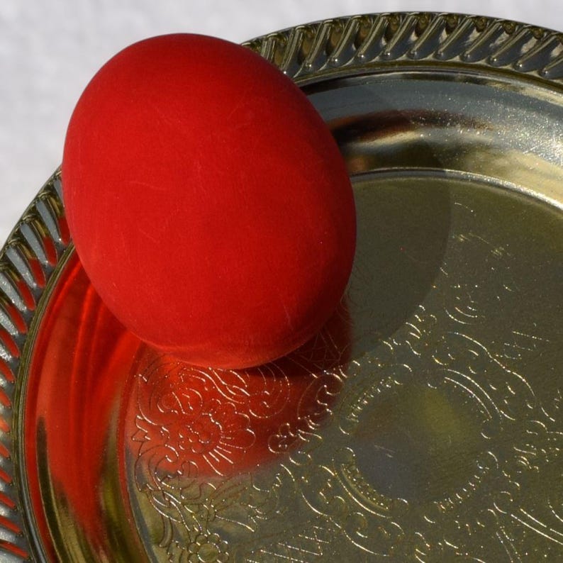Red wooden Easter egg decor in matte, Pysanky style accent for baskets & tables, Custom color from the shown palettes