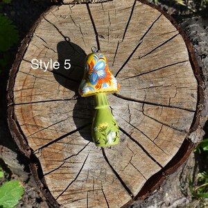 hand painted wooden mushroom ornament, Folk floral woodland decor, Hanging decorations, Gift boxes cottagecore forest accents