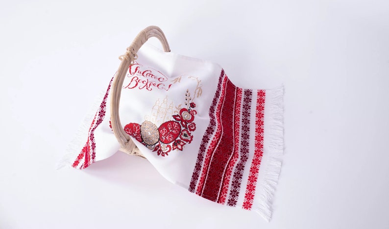 Orthodox Easter Basket Covers, Easter towel with egg embroidery, Easter Embroidered Towel, Embroidered easter table decor, Ukrainian Gift 画像 7
