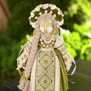Handmade Motanka doll in traditional style, Rustic slavic folk decor, Unique artisan gift for home or cultural display image 2