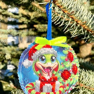 Handmade beaded Christmas ornament