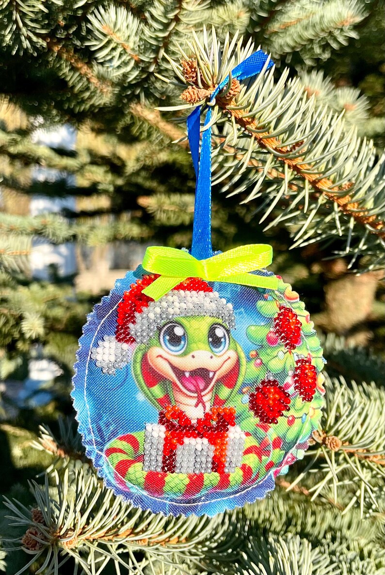 Handmade beaded Christmas ornament