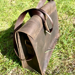 Distressed Leather Messenger Bag, Brown Leather Crossbody Bag, Vintage Shoulder Satchel, Handmade Rustic Laptop Bag