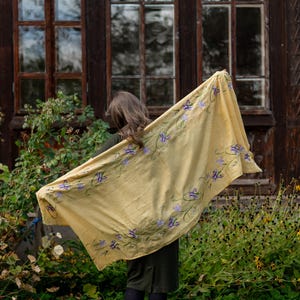 Embroidered linen shawl