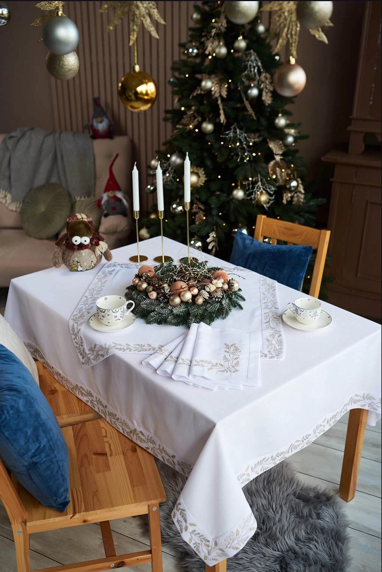 Joyeux Noël serviettes en tissu, lot de 4, serviettes de table de Noël,  serviettes de table de Noël, serviettes de table brodées Noël, serviettes  de table joyeux Noël -  Canada