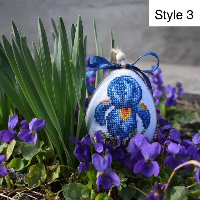 handmade embroidered floral Easter egg