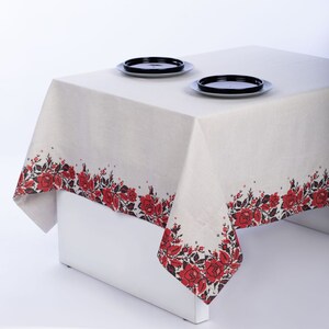 Linen embroidered tablecloth