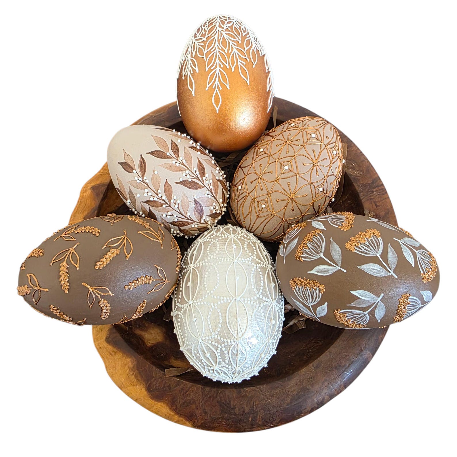 Set 6 Easter Wooden Eggs, Ukrainian Traditional Pysanky, Hand Painted ...