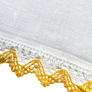 Embroidered Easter Basket Cover, White Linen Cloth with Chick and Easter Eggs, Spring Holiday Bread Basket Liner with Lace Trim
