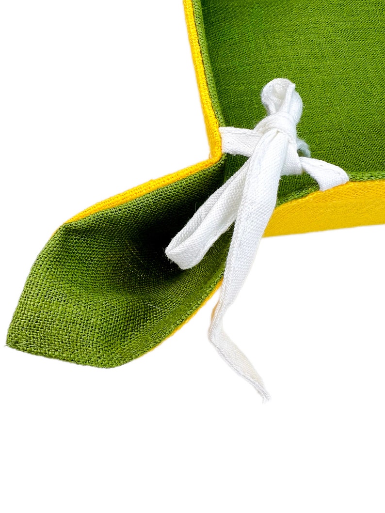Sunflower Embroidered Linen Napkins Set with Bread Basket