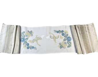 Wedding towel with embroidered swans, Wedding cotton towel with flowers, Traditional towel, Ritual towel, Ukrainian souvenir