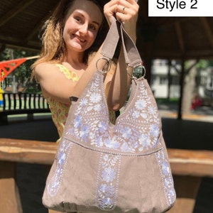 Boho embroidered shoulder bag