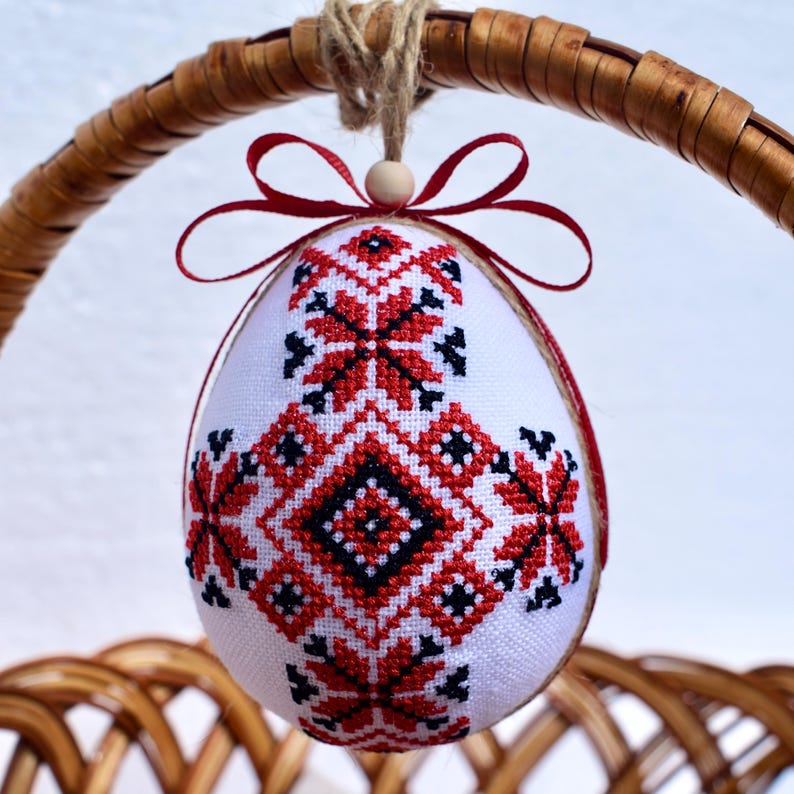 Embroidered Easter egg ornament