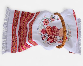 Ukrainian Easter basket cover, Embroidered paska cloth, Pascha basket scarf, Traditional rushnyk, Orthodox Easter decor