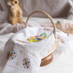 Traditional embroidered Ukrainian Easter basket cover