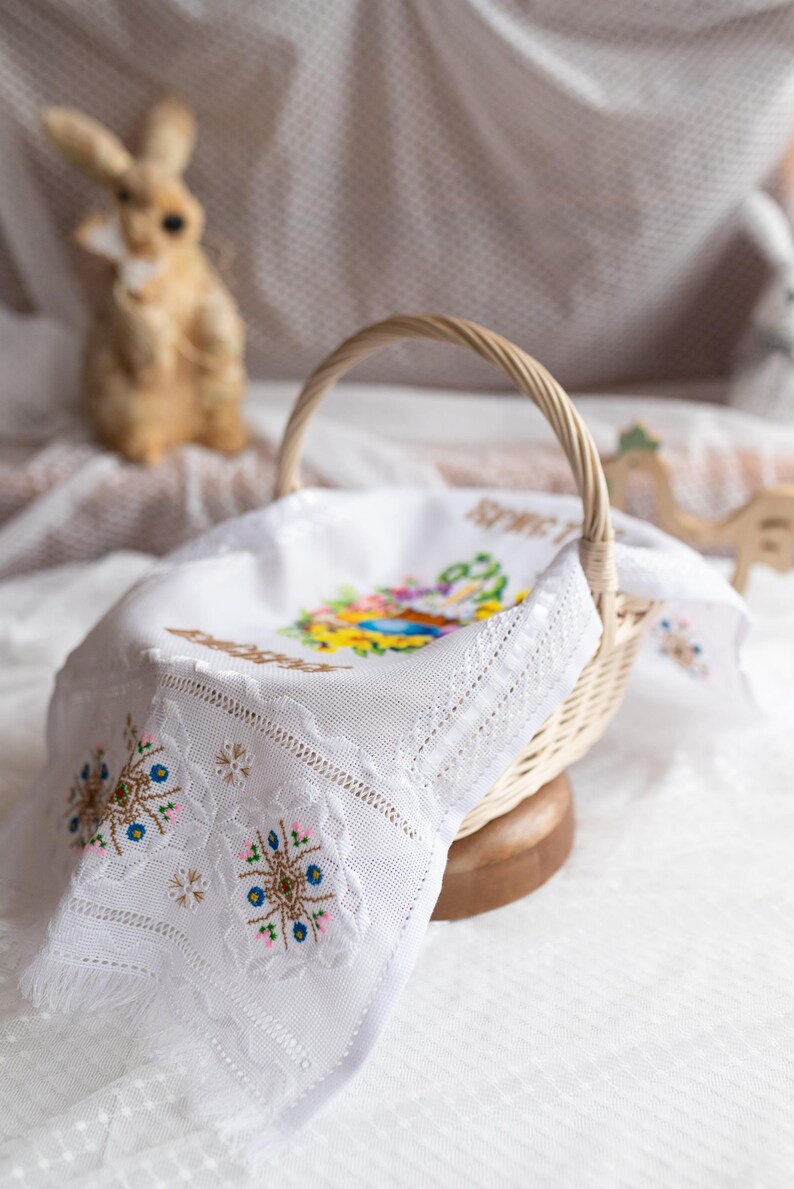 Traditional embroidered Ukrainian Easter basket cover