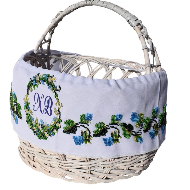 Handmade floral Pascha wrap for holiday food blessing