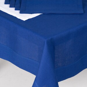 Set of 4 Navy Blue Linen Napkins, Soft Dining Napkins image 3