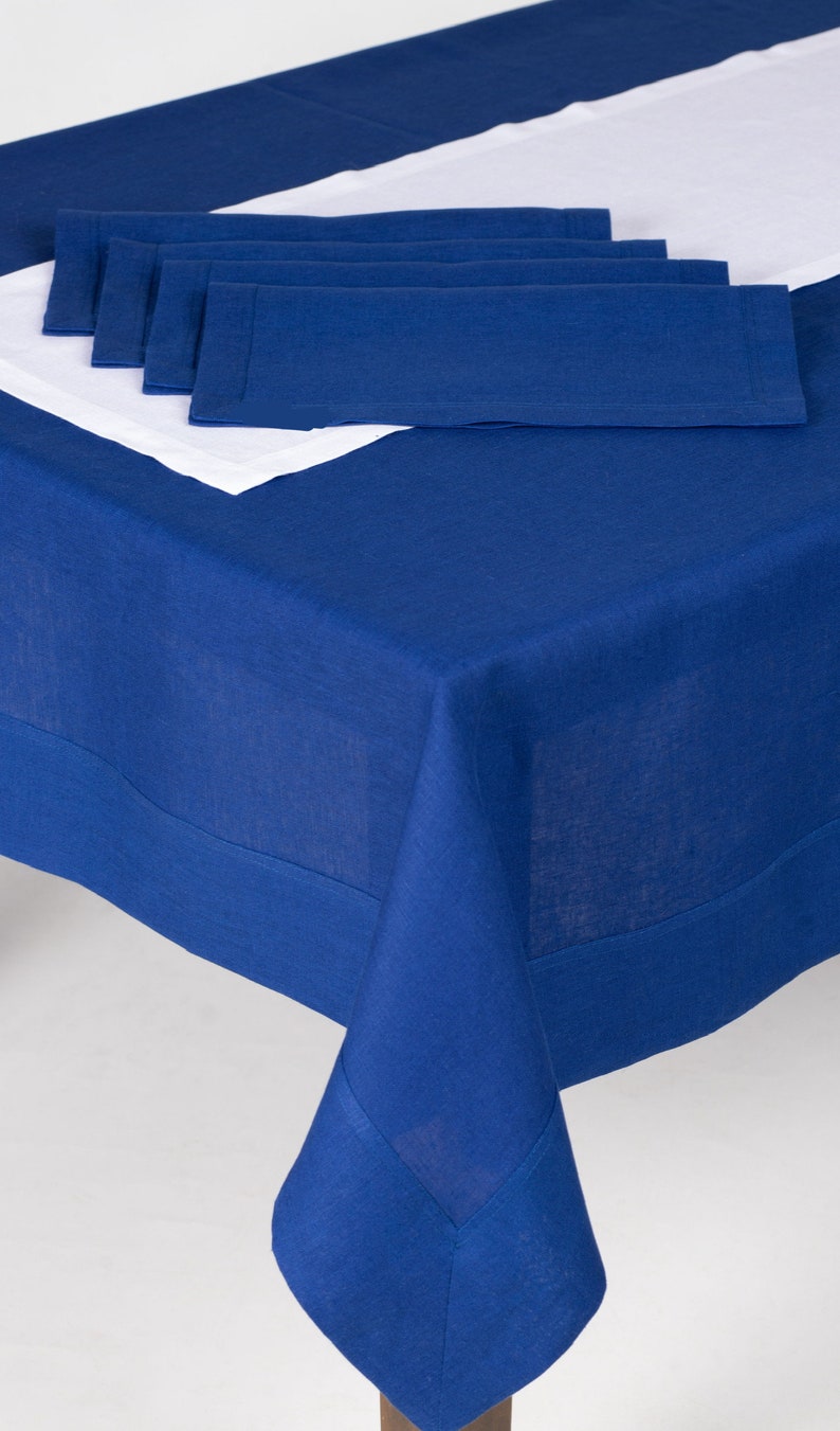 Set of 4 Navy Blue Linen Napkins, Soft Dining Napkins image 3
