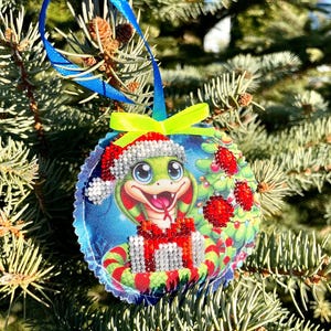 Handmade beaded Christmas ornament