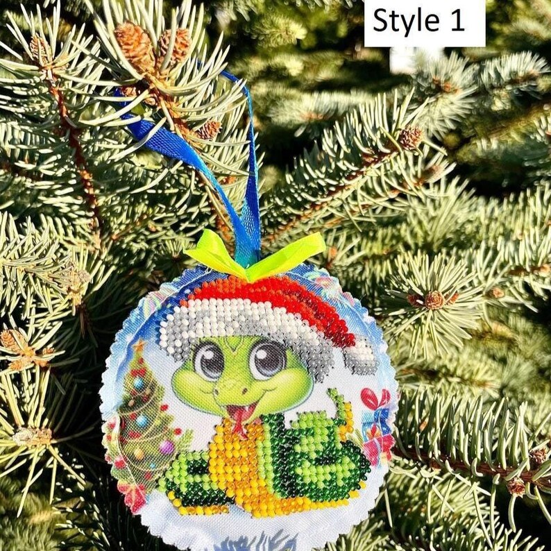 Handmade beaded Christmas ornament