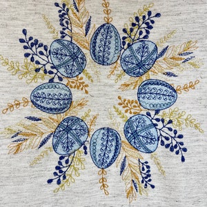 Pascha basket cover, Easter basket covers, Orthodox towel with egg embroidery, Easter embroidered towel, Embroidered Easter table decor imagen 3