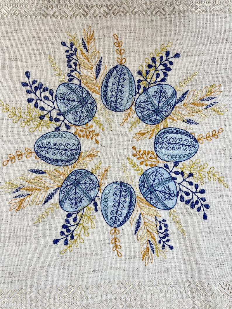 Pascha basket cover, Easter basket covers, Orthodox towel with egg embroidery, Easter embroidered towel, Embroidered Easter table decor imagen 3