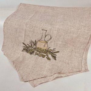 Kitchen towel with olives, Italian towel, Vegetable Kitchen Towels, Housewarming Gift, Embroidered towel, Kitchen Decor, Tea towels