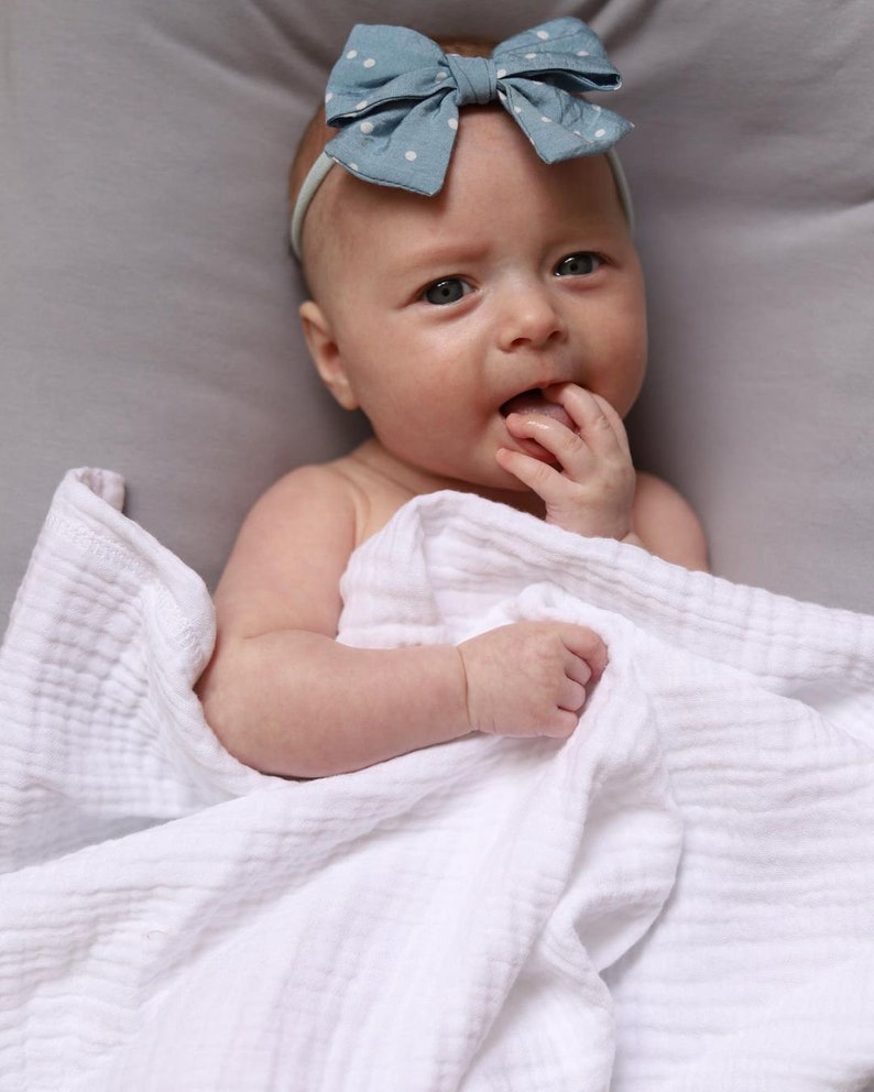 Soft Muslin Baby Blanket for Crib, Bassinet or Stroller, Breathable Lightweight Cotton Swaddle Throw, Neutral White Newborn Shower Gift