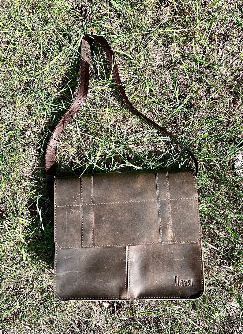 Distressed Leather Messenger Bag, Brown Leather Crossbody Bag, Vintage Shoulder Satchel, Handmade Rustic Laptop Bag