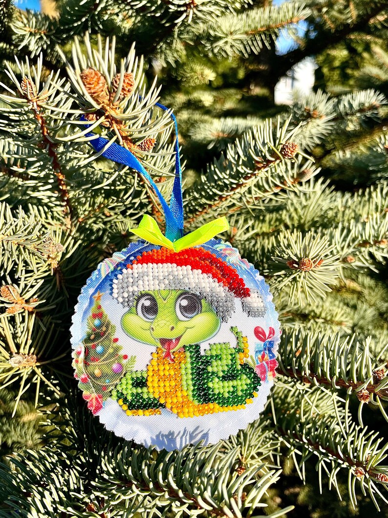 Handmade beaded Christmas ornament