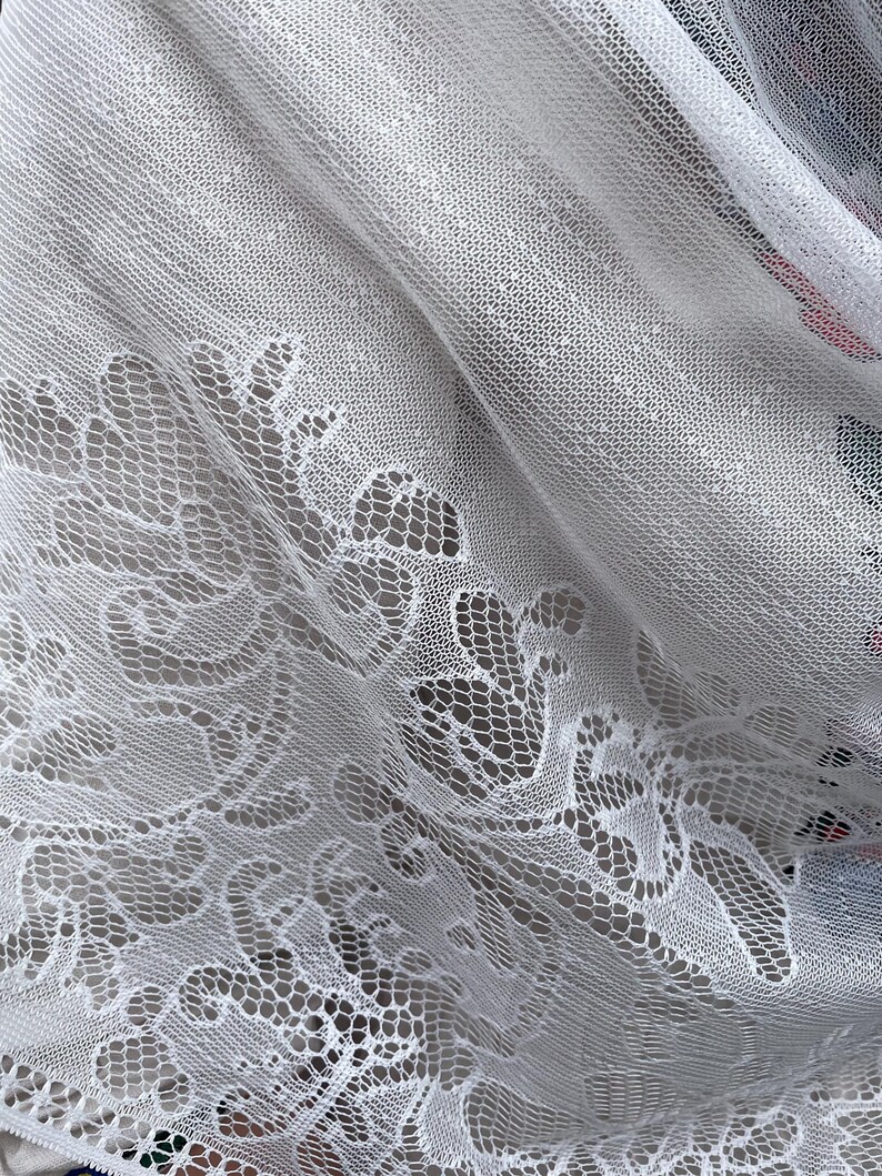 White lace fringe mantilla veil for women
