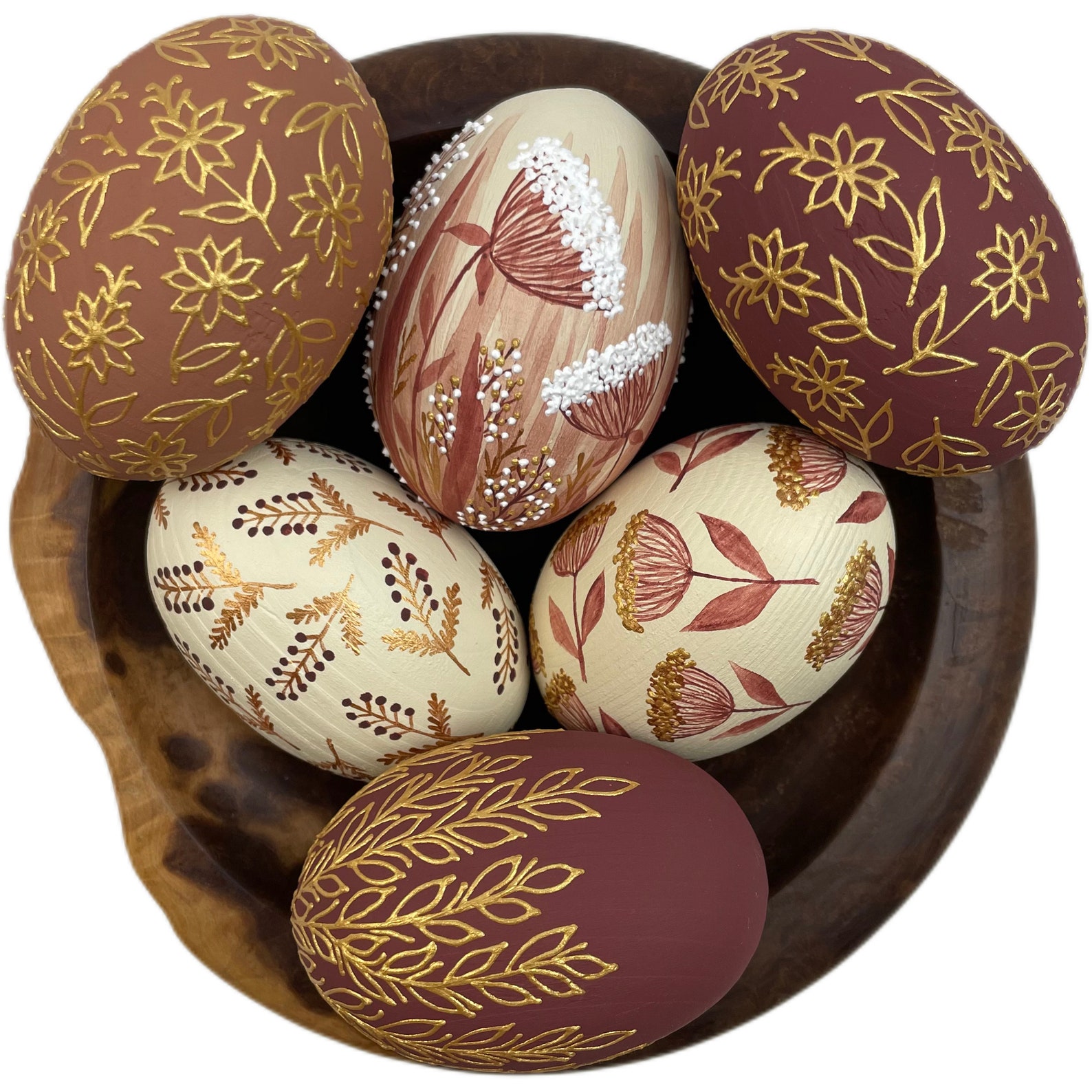 Set of 6 Wooden Easter Eggs, Ukraine Handmade Eggs Set, Hand Painted ...