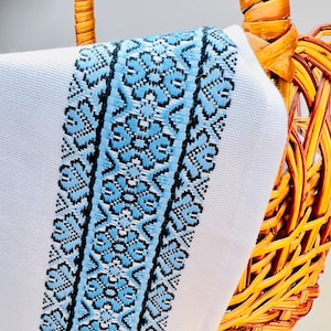 Embroidered Easter Basket Cover, Ukrainian Cross Stitch Pascha Decor, Table Runner (15.7x15.7 inches) image 3