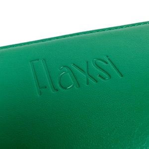 Green Leather Zip Around Wallet with Wristlet Strap for Women