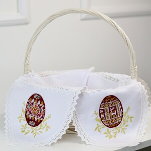 Beige Easter basket cover, Cotton Pascha basket cover, Greek Easter decor, Ukrainian Easter souvenir, Greek Easter gifts, Embroidered napkin bild 6