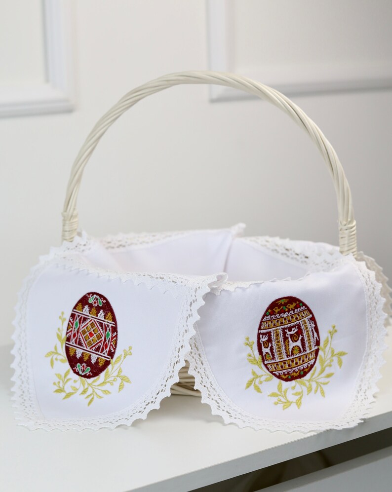 Beige Easter basket cover, Cotton Pascha basket cover, Greek Easter decor, Ukrainian Easter souvenir, Greek Easter gifts, Embroidered napkin bild 6