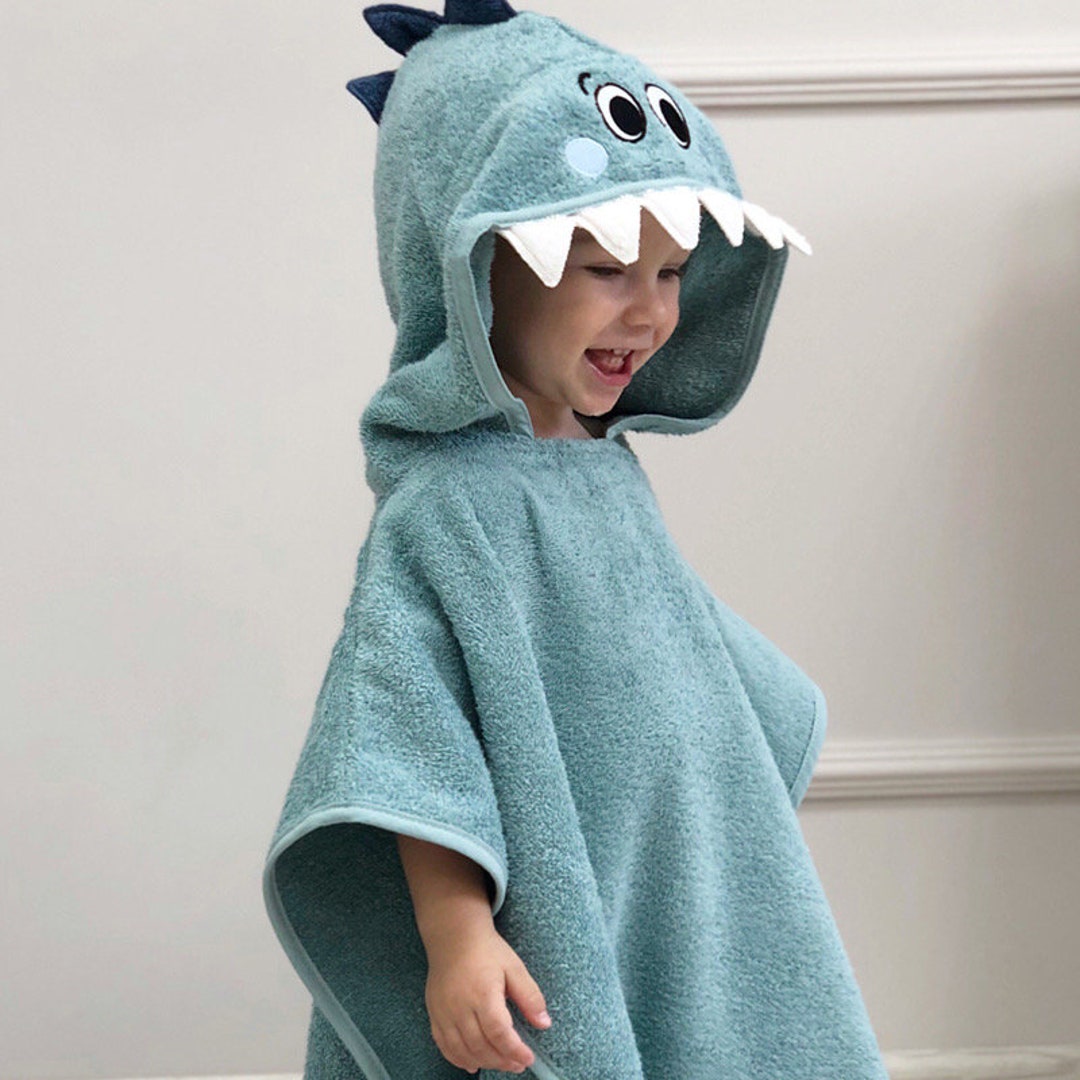 Dinosaur Hooded Towel Poncho for Baby and Toddler, Towel Poncho for