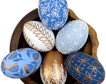 Set of 6 wooden Easter eggs, Ukraine handmade eggs set, Hand painted Easter decor, Easter decoration, Hans made gift, Pysanky