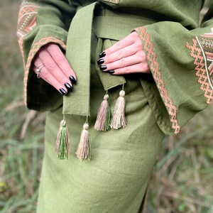 Embroidered green dress