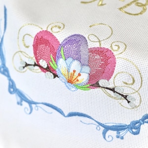 Easter Basket Cover Cloth, Embroidered Pascha Linen Towel, Monogram Easter Basket Liner, Spring Holiday Decor