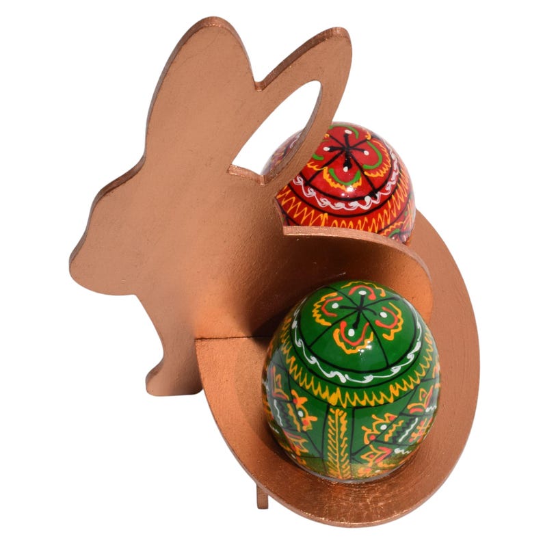 Custom сolor hand painted bunny Easter egg holder for 2 eggs , Wooden rabbit stand, Pysanky display, Spring table centerpiece, Gift decor