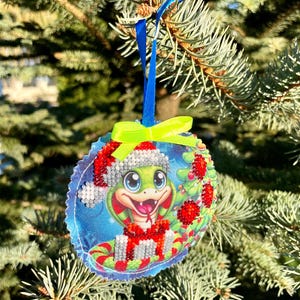 Handmade beaded Christmas ornament