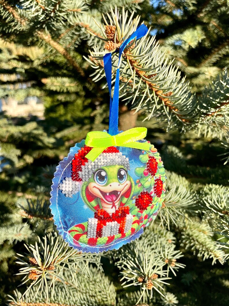 Handmade beaded Christmas ornament