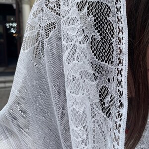 White lace fringe mantilla veil for women