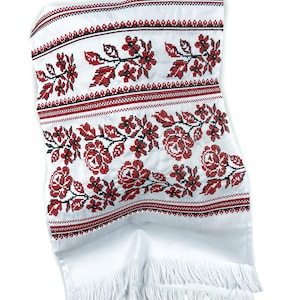 Blue Ukrainian wedding towel, Cotton Ukrainian rushnyk, Ceremonial rushnyk, Large table runner, Home decor, Rustic ethnic textile rushnyk Bild 10